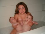 All the girls taking a bath together.
