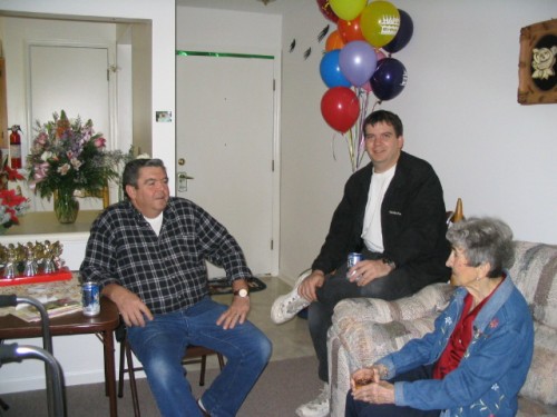 Brent met us at Mom's for a couple of beers before going out.