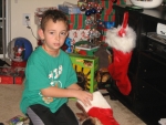 Getting his stocking presents