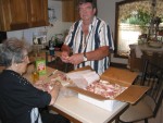 Looking so serious with his bacon!