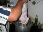 Drying the ole bird off after the peanut oil calculatin' was done.