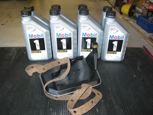 Gather the essentials.  How much Mobil 1 ATF fluid you need will depend on your tranny model, if you've changed out your converter, and if you may have upgraded your tranny pan.  In my case, I'm doing the oil change on a 94 Z28 with a 4L60E.  However, I have replaced the stock torque converter with a Vigilante 2800 stall and also have changed out the deep pan that would normally be found on a late model Chevrolet 4x4 truck with a 4L60E.