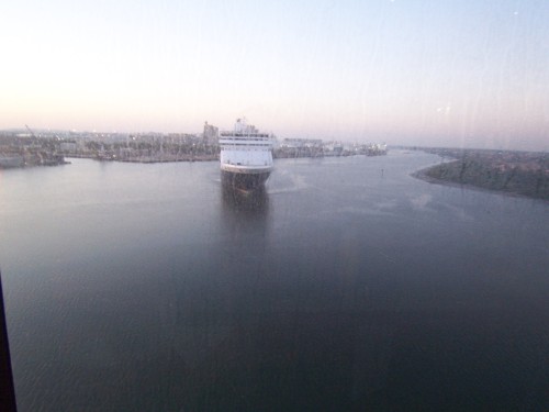 Another ship is coming into port.