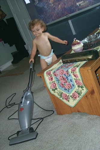 VACUUMING NANNA'S FLOOR
