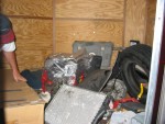 Parts piled up inside the hauler.